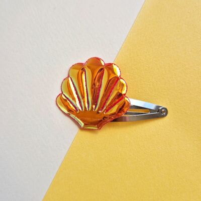 Fermaglio per capelli per bambini con conchiglia lucida 🪸 modello rosso-arancio 🐙