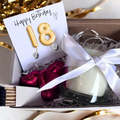 Small 18th Birthday Gold Balloons Earrings Gift Hamper | Daughters 18th Birthday | Girls 18th Birthday Gift | 18th Cubic Zirconia Earrings Gift | 18th Birthday UK
