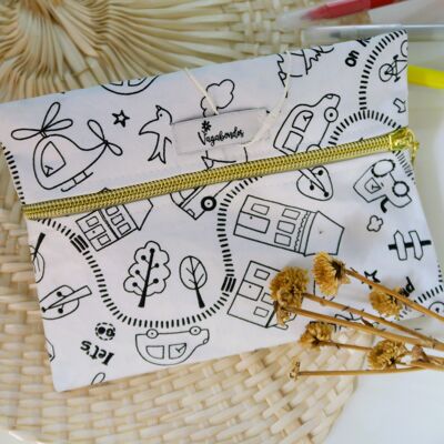 Estuche para colorear + 4 rotuladores lavables y borrables