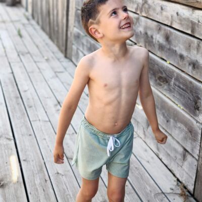 Short de bain anti-UV seersucker garçon