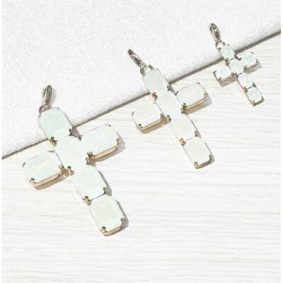Crystal Cross Pendant - Pearly White