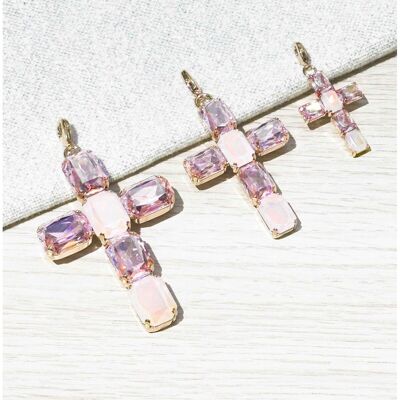 Crystal Cross - Pendant - Rose Duo