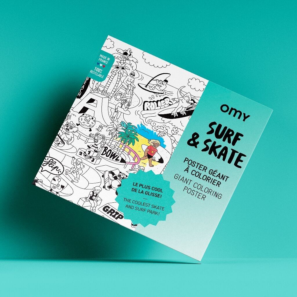 POSTER A COLORIER - SURF & SKATE - OMY