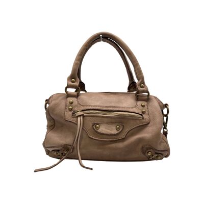 SAC EPAULE CUIR WASHED LUCIE BEIGE