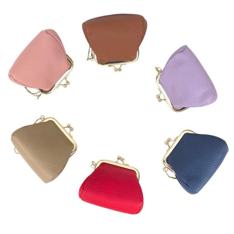 Confezione di portafogli da donna compatti in pelle con chiusura a scatto e maniglia