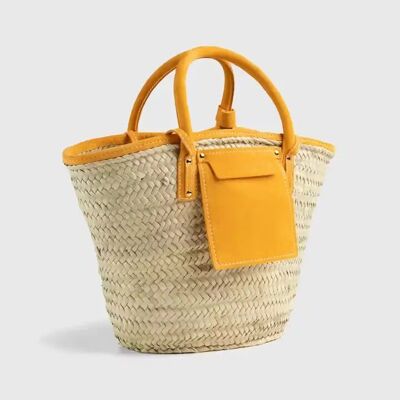 Le Panier Soleil – Orange Embroidered Straw Basket | Handmade in Morocco