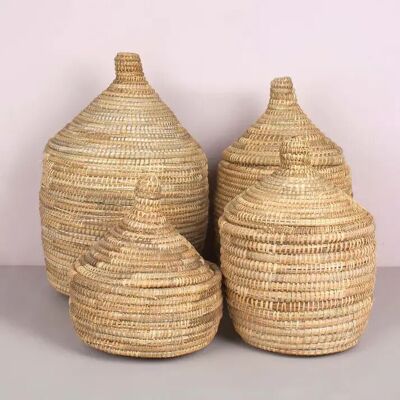 Moroccan Woven Pot – Large Handcrafted Natural Reed Storage Basket