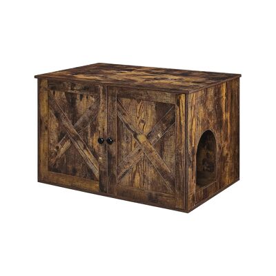Meuble bac à litière marron vintage