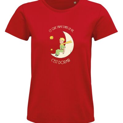 T-shirt rossa "Quello che mi piace nella vita è dormire"