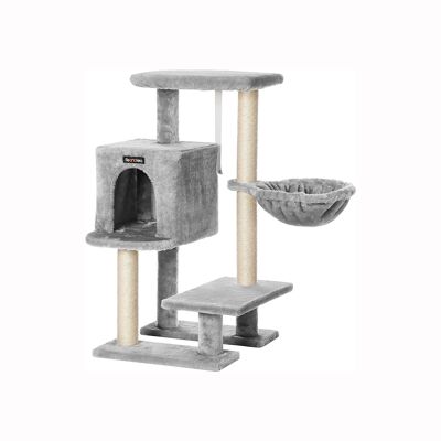 Poste rascador con agujero de peluche Gris claro