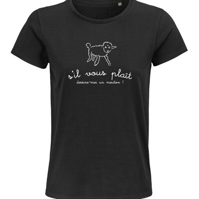 T-shirt nera "per favore... disegnami una pecora"