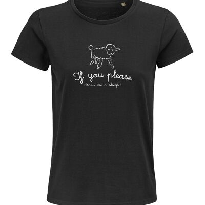 Schwarzes "Wenn du mir bitte ein Schaf zeichnest" T-Shirt