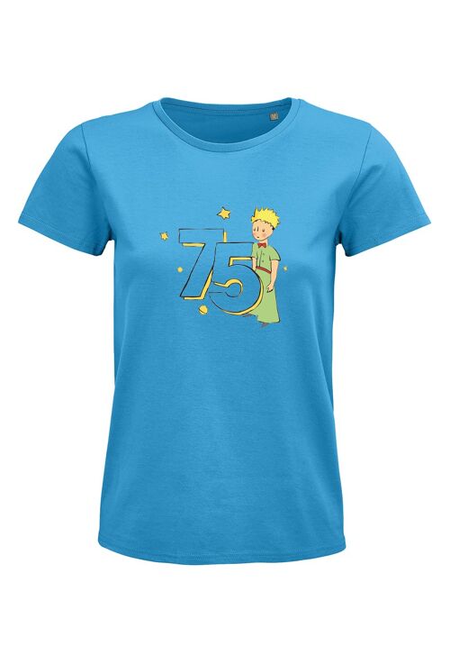 T-shirt bleu " Anniversaire 75 ans "