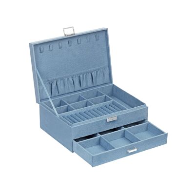 Boîte à bijoux à 2 niveaux bleu clair