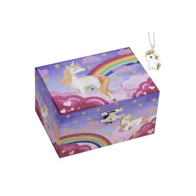 Boîte à bijoux avec musique et miroir Violet