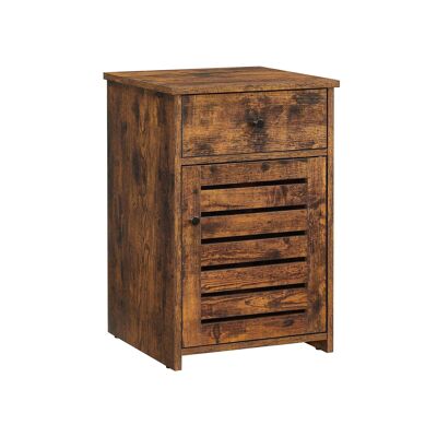 Table de chevet avec tiroir en marron vintage