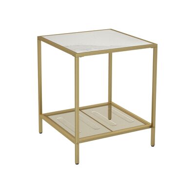 Table d'appoint aspect marbre doré