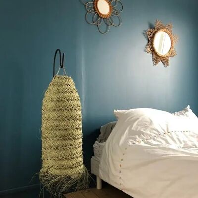 Lampada a sospensione Natural Doum – Lampada a sospensione marocchina alta, intrecciata a mano, da soffitto o da pavimento (23×70 cm)