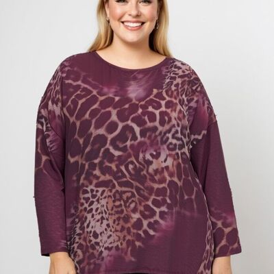 Blouse imprimé léopard violet (T7179A)