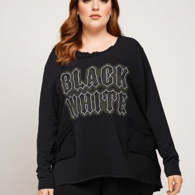 T-shirt grande taille effet déchiré noir (T11721)