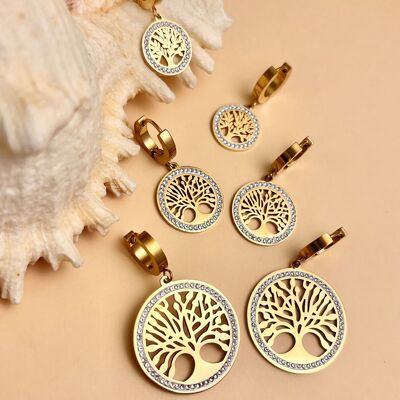Lot 3 paires boucles d’oreilles arbre de vie 3 tailles