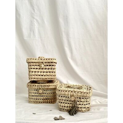 MINI PANIER EN PALMIER AVEC COUVERCLE