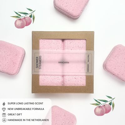 Vaporizadores de ducha naturales | Paquete de regalo (4 unidades) | Mandarín | 240 g