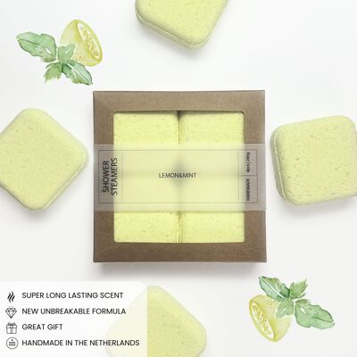 NATURAL SHOWER STEAMERS | GIFT PACK 4PCS | LEMON&MINT | 240g