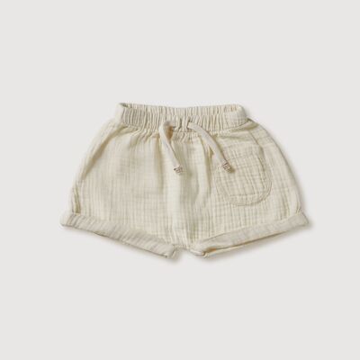 Pantalones cortos de gasa para bebé - Hueso