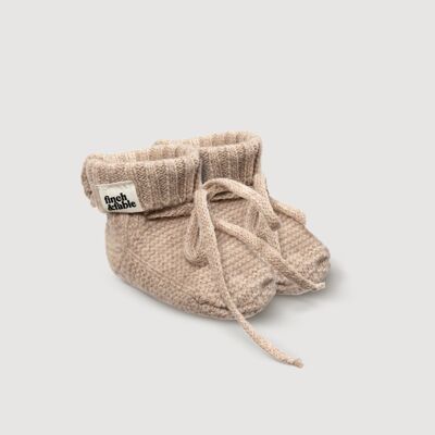 Chaussons bébé en laine tricotée - Avoine