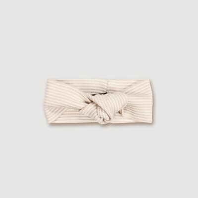 Diadema de lana con nudo acanalado - Raya color avena