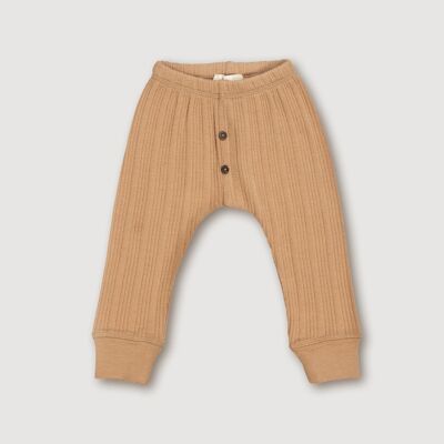 Leggings côtelés en laine - Fauve