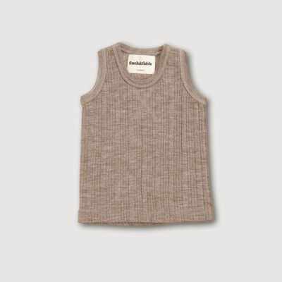 Camiseta de canalé de lana - Arena