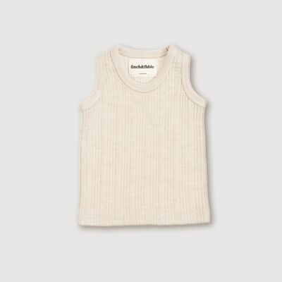 Camiseta de canalé de lana - Avena