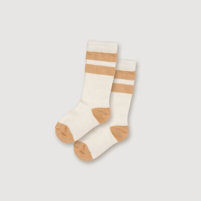 Chaussettes côtelées en laine - Rayures fauves