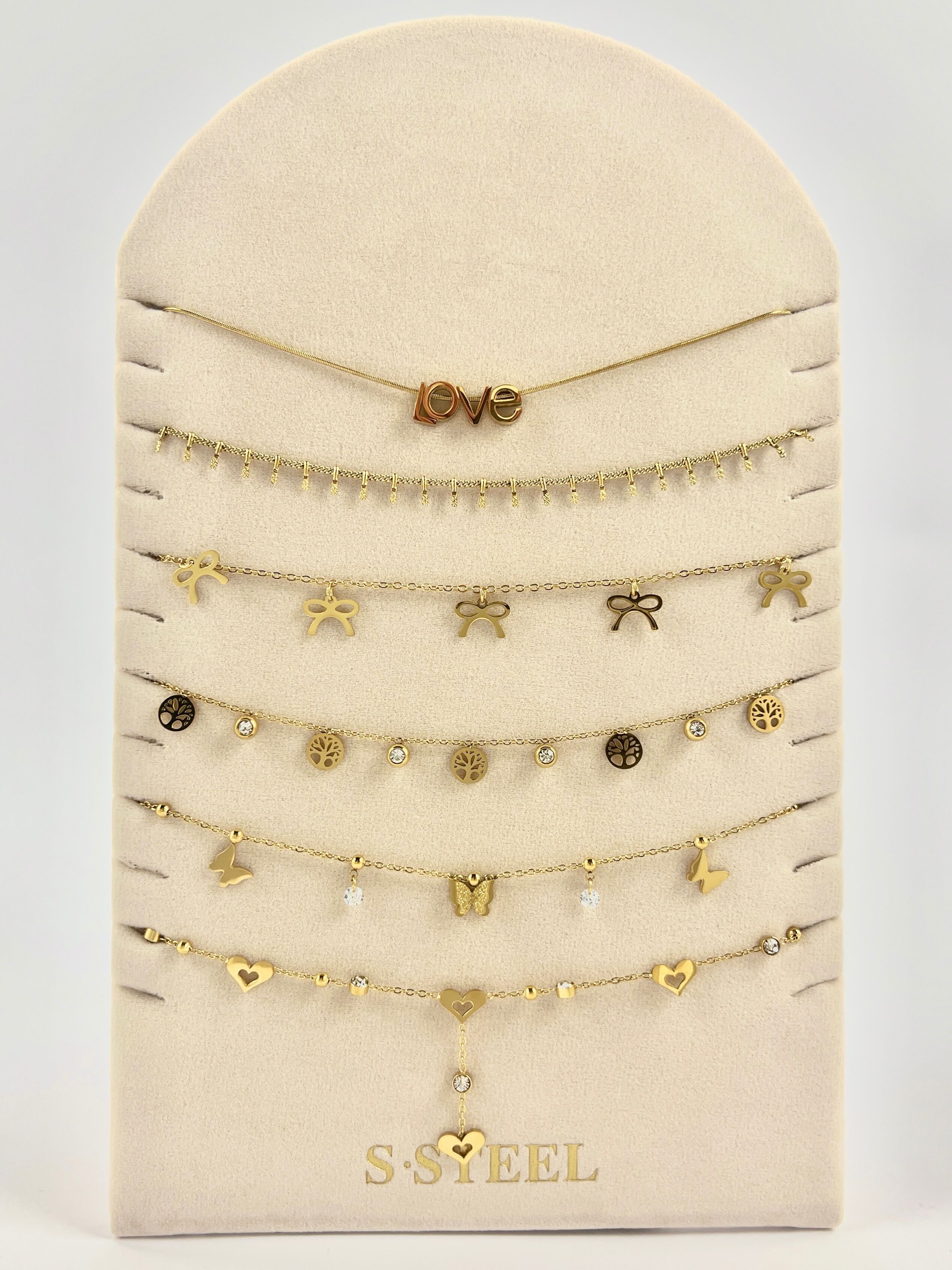 Set mit 6 Charm-Fußkettchen – Edelstahl