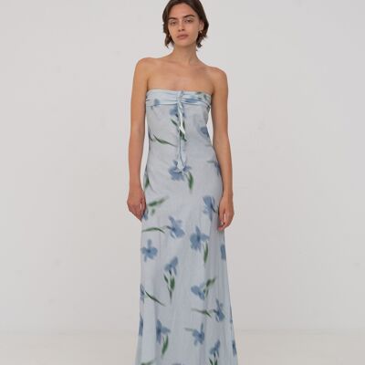 Robe de rêve à imprimé floral bleu