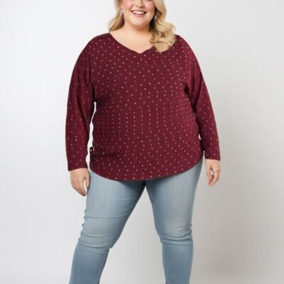 Plus size red sweater with raised polka dots (T82830)