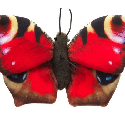 Mariposa roja (con lazo) - 26 cm (ancho) - Palabras clave: animal del bosque, animal del prado, almirante, insecto, peluche, juguete suave, juguete de peluche, juguete de peluche