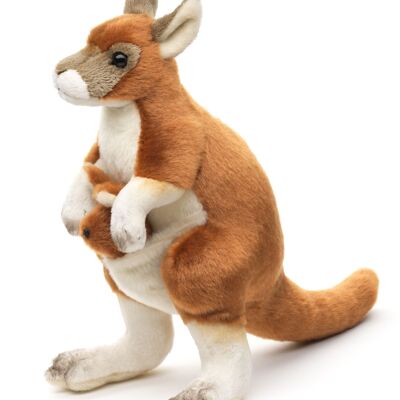 Kangaroo with baby (sewn on, not removable), standing - 23 cm (height) - Keywords: Exotic wild animal, Australia, plush, stuffed animal, soft toy