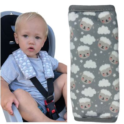 Baby seat belt protector sheep with clouds