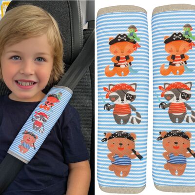 Car seat belt protector pirate animals