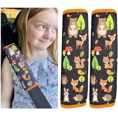 Car seat belt protector forest animals