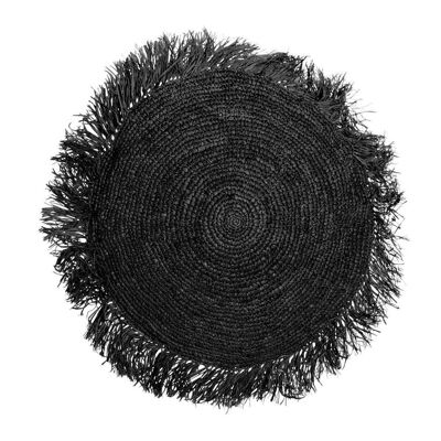 The Raffia Cushion Cover Round - Black - 60x60