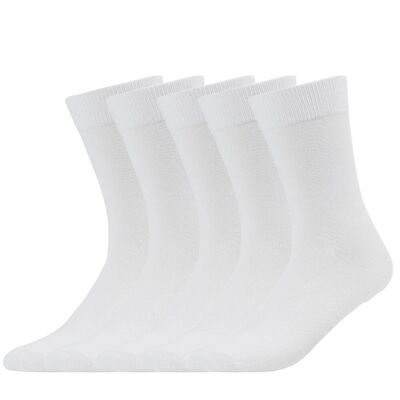 Chaussettes unisexes en bambou Green-Goose - Blanches - 5 paires - 95 %