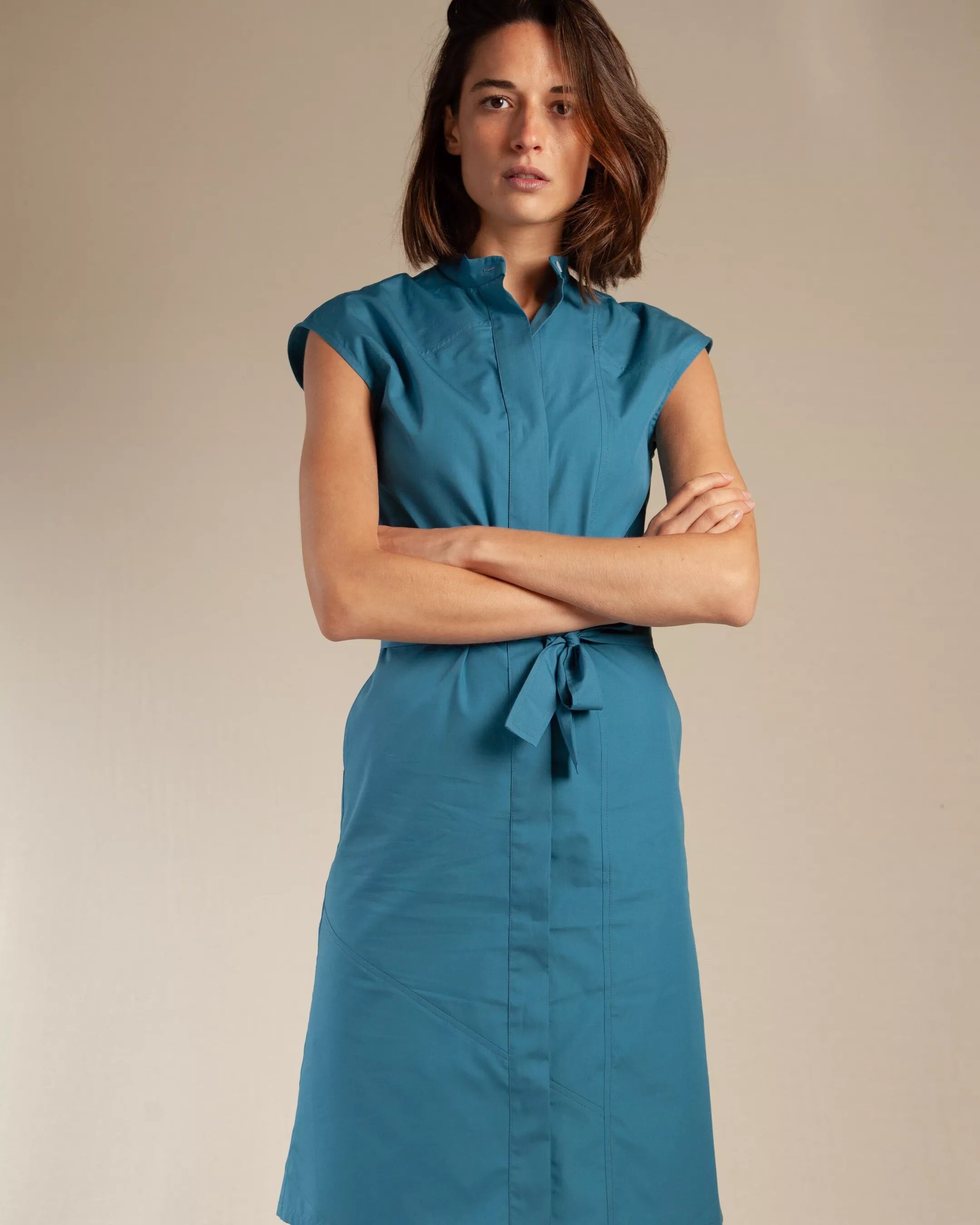 Vestido turquesa reciclado. Hecho en Francia.