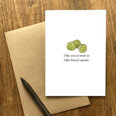 I like you as much as I like brussel sprouts A6 white greetings card
