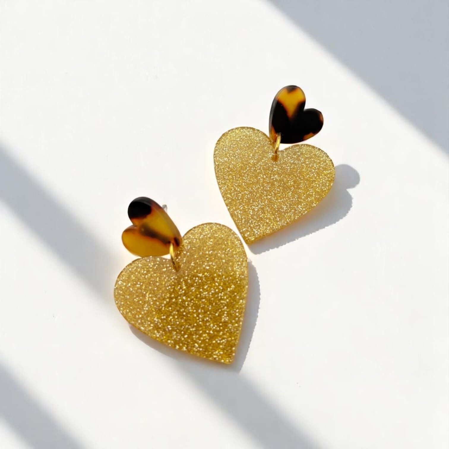 Alba scale glitter heart earrings