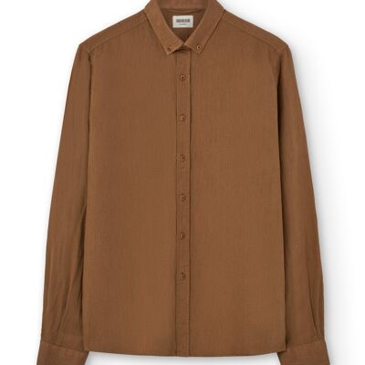 Camicia in misto lino Hugo color terracotta
