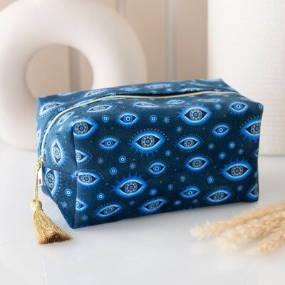 Trousse de maquillage en velours à imprimé œil qui voit tout